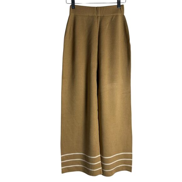 Tuckernuck Olympia Camel Tan Striped Wide Leg Knit Pull-On Ankle Pants Size XS - Picture 6 of 8